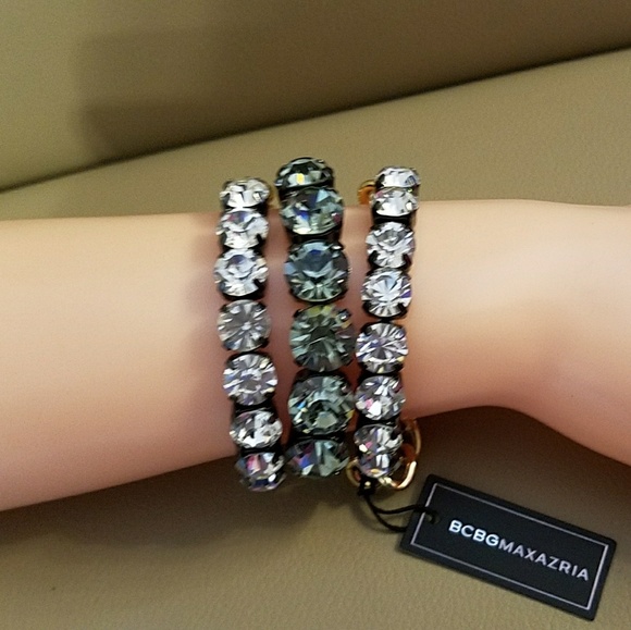 BCBG MAXAZRIA TRIPLE RHINESTONES BRACELET - Picture 1 of 4